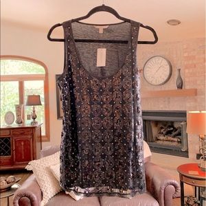 NWT Banana Republic black sequin top.